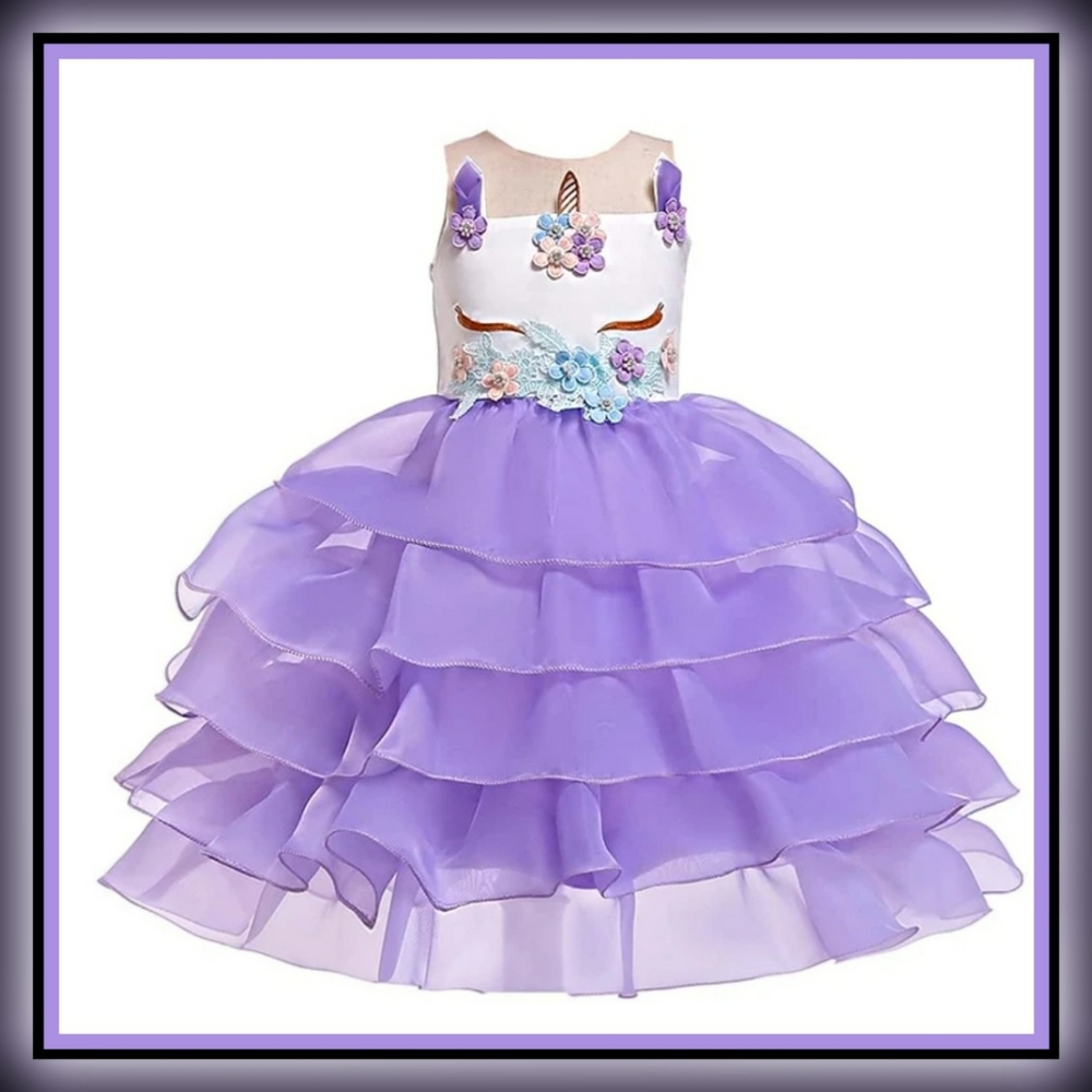 UNICORN | Floral Applique Ruffles Dress Ball Gown
